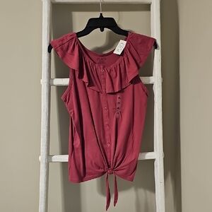 Children's Place Girl's Ruffled Sleeveless Top - Red
